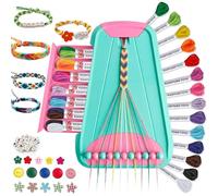Arts and Crafts for Kids Ages 8-12,Friendship Bracelet Making Kit for Girl,Kids Jewelry Making Kit with 28 Pre-Cut Threads,Christmas Birthday Gifts for Ages 6 7 8 9 10 11 12 Year Old (LightBlue/Pink)