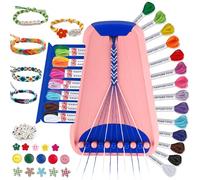 Arts and Crafts for Kids Ages 8-12,Friendship Bracelet Making Kit for Girl,Kids Jewelry Making Kit with 28 Pre-Cut Threads,Christmas Birthday Gifts for Ages 6 7 8 9 10 11 12 Year Old (Pink/DarkBlue)