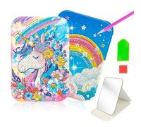 Arts and Crafts Kits for 6-12 Year Old Kids: Unicorn Gifts for Girls Age 7 8 9 10 11 K id Diamond Painting Mirror Toys for Girl 5+ Years Old Birthday Presents Portable Vanity Make Up Desk Mirror