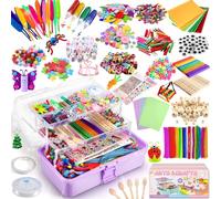 Arts and Crafts Supplies for Kids, 3000+Pcs DIY Craft Kits, Ages 6-10, Educational Preschool and Homeschooling Arts Programs, Children Craft Kits, Christmas Gifts in Portable 3 Layered Plastic Art Box