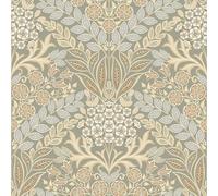 Arts Floral Taupe Wallpaper - Flowers Leaves Botanical Naturistic - Textured Stylish Paste The Wall Vinyl