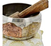 Arts From India Tibetan Singing Bowl Meditation Copper and Silver Buddhist Décor 4 Inch