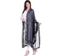 Arts Of India Women's Black Chiffon Dupatta with Mirror work lace.