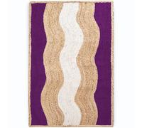 ARTS OF JAIPUR Jute Area Rug 10x16 Hand Woven Jute Braided Purple Wavy Pattern Rug Thick 0.27" Farmhouse Rustic Vintage Rugs Ideal for High Traffic Areas Living Room, Bedroom, Dining Room Doormats