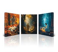 Artscope 3 Pieces Wall Art Canvas Prints - Jesus and Lost Lamb Picture Painting - God Religious Belief Wall Artwork for Church Bedroom Living Room Home Decor - 30 x 40 CM