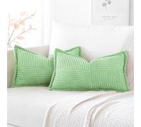 Artscope Corduroy Cushion Covers Pack of 2 Modern Patchwork Throw Pillow Covers Soft Pillowcase Broadside Decorative Textured Cushions for Home decor Sofa Bedroom Couch Sage Green 40x60cm