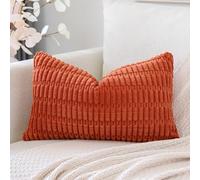Artscope Corduroy Set of 1 Cushion Cover 30x50 cm Super Soft Boho Striped Lumbar Pillow Covers Case Decorative Modern Cushion Covers for Sofa Couch Bedroom Car Decor Orange