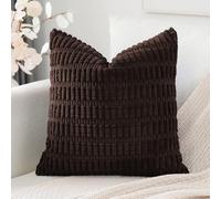 Artscope Corduroy Set of 1 Cushion Cover 40x40 cm Super Soft Boho Striped Square Pillow Covers Case Decorative Modern Cushion Covers for Sofa Couch Bedroom Car Decor Dark Brown