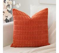 Artscope Corduroy Set of 1 Cushion Cover 50x50 cm Super Soft Boho Striped Square Pillow Covers Case Decorative Modern Cushion Covers for Sofa Couch Bedroom Car Decor Orange