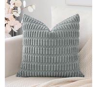 Artscope Corduroy Set of 1 Cushion Cover 60x60 cm Super Soft Boho Striped Square Pillow Covers Case Decorative Modern Cushion Covers for Sofa Couch Bedroom Car Decor Grey