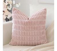 Artscope Corduroy Set of 1 Cushion Cover 60x60 cm Super Soft Boho Striped Square Pillow Covers Case Decorative Modern Cushion Covers for Sofa Couch Bedroom Car Decor Pink