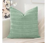 Artscope Corduroy Set of 1 Cushion Cover 60x60 cm Super Soft Boho Striped Square Pillow Covers Case Decorative Modern Cushion Covers for Sofa Couch Bedroom Car Decor Aqua Green