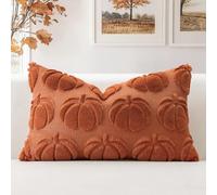 Artscope Fall Cushion Cover Set of 1 Autumn Pumpkin Throw Pillow Covers for Sofa Couch Bed Living Room Soft Plush Short Wool Velvet Farmhouse Pillowcase for Halloween 30x50cm Rust