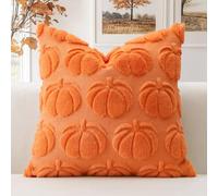 Artscope Fall Cushion Cover Set of 1 Autumn Pumpkin Throw Pillow Covers for Sofa Couch Bed Living Room Soft Plush Short Wool Velvet Farmhouse Pillowcase for Halloween 50x50cm Orange