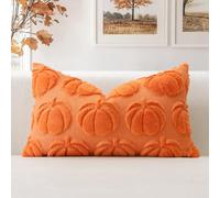 Artscope Fall Cushion Cover Set of 1 Autumn Pumpkin Throw Pillow Covers for Sofa Couch Bed Living Room Soft Plush Short Wool Velvet Farmhouse Pillowcase for Halloween 40x60cm Orange
