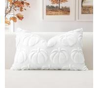 Artscope Fall Cushion Cover Set of 1 Autumn Pumpkin Throw Pillow Covers for Sofa Couch Bed Living Room Soft Plush Short Wool Velvet Farmhouse Pillowcase for Halloween 30x50cm White
