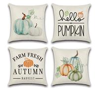 Artscope Fall Decor Cushion Covers 40x40cm Pumpkin Patch Leaves Harvest Outdoor Throw Pillows Farmhouse Thanksgiving Autumn Cushion Case for Couch