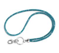 Artscope ID Card Holder Lanyard, 34.8'' All Around Bling Crystal Neck Strap Lanyard Women's Chain ID Badge Holder Necklace (Blue)