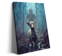 Artscope Jesus and Lamb Wall Art Decor Christian Wall Art Canvas Prints - Jesus Running After Lost Lamb in The Rain Picture Painting Religious Christian Lamb of God Home Decor - 30 x 40 CM