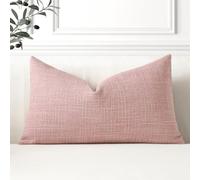 Artscope Linen Cushion Covers Set of 1 Decorative Lumbar Pillowcase Pillow Cover 16x24 Inch for Home Decor Sofa Bedroom Car 40x60cm Pink