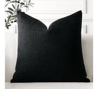 Artscope Linen Cushion Covers Set of 1 Decorative Square Pillowcase Pillow Cover 20x20 Inch for Home Decor Sofa Bedroom Car 50x50cm Black