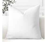 Artscope Linen Cushion Covers Set of 1 Decorative Square Pillowcase Pillow Cover 22x22 Inch for Home Decor Sofa Bedroom Car 55x55cm Pure White