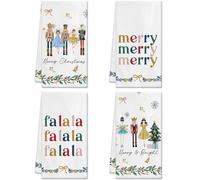 Artscope Merry Christmas Kitchen Towels Dish Towels 45x66 cm, Set of 4 Nutcracker Winter Holiday Decoration Hand Towels for Cleaning Cute Design Home Decor