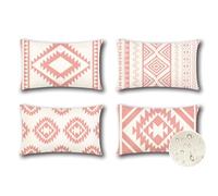 Artscope Outdoor Waterproof Cushion Covers 40x60cm Set of 4 Boho Farmhouse Outdoor Pillow Covers for Patio Garden Bench Living Room Sofa Farmhouse Decor（Geometry80-Pink）