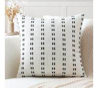 Artscope Pack of 1 Striped Geometric Cushion Cover 45x45cm Soft Square Pillowcase Decorative Farmhouse Accent Couch Throw Pillow Cover for Living Room Bedroom Black + White