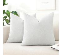 Artscope Pack of 2 Textured Boucle Cushion Covers Square Pillow Cases Cozy Soft Decorative Couch Pillow Covers for Chair Sofa Bedroom Living Room Home Decor 45x45cm, Light Grey