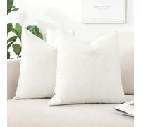 Artscope Pack of 2 Textured Boucle Cushion Covers Square Pillow Cases Cozy Soft Decorative Couch Pillow Covers for Chair Sofa Bedroom Living Room Home Decor 55x55cm, Ivory White