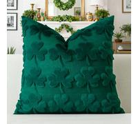 Artscope Set of 1 St. Patrick's Day Cushion Cover Soft Plush Short Wool Velvet Green Shamrock Throw Pillow Covers Square Lucky Clover Pillowcase for Spring Sofa Bedroom 40x40cm