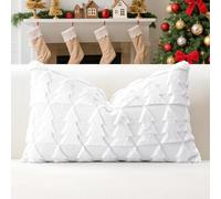 Artscope Set of 1 Xmas Soft Plush Short Wool Velvet Decorative Cushion Covers 30x50cm Lumbar Luxury Style Throw Pillow Covers Pillow Shell for Sofa Bedroom Christmas Tree White