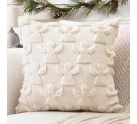 Artscope Set of 1 Xmas Soft Plush Short Wool Velvet Decorative Cushion Covers 50x50cm Square Luxury Style Throw Pillow Covers Pillow Shell for Sofa Bedroom Angel Cream Beige