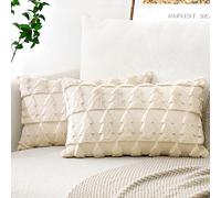 Artscope Set of 2 Soft Plush Short Wool Velvet Decorative Cushion Covers Square Luxury Style Throw Pillow Covers Pillow Shell for Sofa Bedroom Christmas Tree Cream Beige, 40x60cm