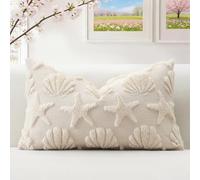 Artscope Shell Starfish Cushion Cover Set of 1 Beach Seaside Throw Pillow Cover for Sofa Lumbar Spring Summer Soft Plush Short Wool Velvet Pillowcase Holiday Decor Cream Beige, 40x60cm