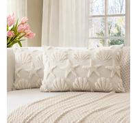Artscope Shell Starfish Cushion Covers Set of 2 Beach Seaside Throw Pillow Covers for Sofa Lumbar Spring Summer Soft Plush Short Wool Velvet Pillowcase Holiday Decor Cream Beige, 40x60cm