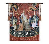 Artsence Tapestry Large HEARING The Lady & Unicorn Medieval Tapestry Wall Hanging Jacquard Weave Size 55"x43"