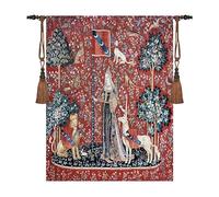 Artsence Tapestry Medium TOUCH The Lady & Unicorn Medieval Tapestry Wall Hanging Jacquard Weave Size 47"x33"
