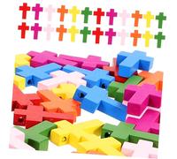 ARTSEWPLY 100pcs Assorted Color Wooden Cross Pendants DIY Pendant Charms for Jewelry Making Crafting Accessories Handcrafted Wood Cross Charms for Necklace Bracelet Keychain DIY Projects