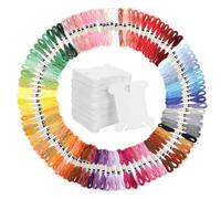 ARTSEWPLY 100pcs Cotton Embroidery Floss Threads with 100 White Plastic Embroidery Bobbins for Cross Stitch, Friendship Bracelets, and Bracelet Making Crafts