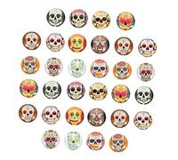 ARTSEWPLY 100pcs Halloween Skull Glass Cabochons Round Dome Gems for Jewelry Making Crafting Unique Texture DIY Decorations