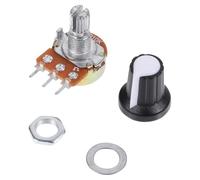 ARTSEWPLY 10Pcs Adjustable 10K Ohm Linear Taper Shaft Potentiometer with Knurled Rotary Knob and On/Off Switch for Industrial Control Applications