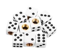 ARTSEWPLY 10pcs Car Tire Valve Stem Caps Dice Style White Acrylic Covers Leak Dust Resistant Valve Caps for Cars Bikes Trucks