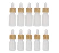 ARTSEWPLY 10pcs Frosted Essential Oil Dropper Bottles with Bamboo Wood Ring Refillable Containers for Travel and Daily Use Leak- Portable Protective Against Rays
