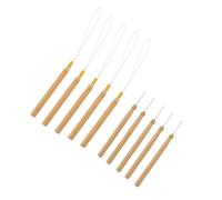 ARTSEWPLY 10pcs Hair Extension Accessories Wood Handle Crochet Hooks for Braid Crafts Clip Dreadlocks