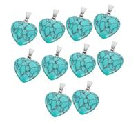 ARTSEWPLY 10PCS Heart Shape Stone Charms Natural Crystal Agate Pendants for Jewelry Making Emotional Wellness Love Heart Pendants for Necklace Bracelet DIY Accessories