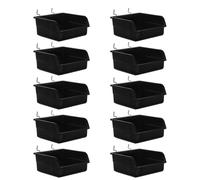 ARTSEWPLY 10pcs Plastic Pegboard Storage Bins with Hooks Heavy Duty Thickened Organizer Boxes for Garage Workbench Parts Management Slanted Mouth Design for Easy Access