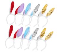 ARTSEWPLY 10pcs Rabbit Ear Headbands Set Plush and Sequin Easter Hair Accessories for Parties and Family Gatherings Creative Costume Props Lightweight and Comfortable
