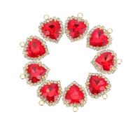 ARTSEWPLY 10pcs Red Crystal Heart Charms for Jewelry Making DIY Craft, 12mm Alloy Heart Pendants for Necklace Bracelet Keychain, Valentine’s Day Love Accessories